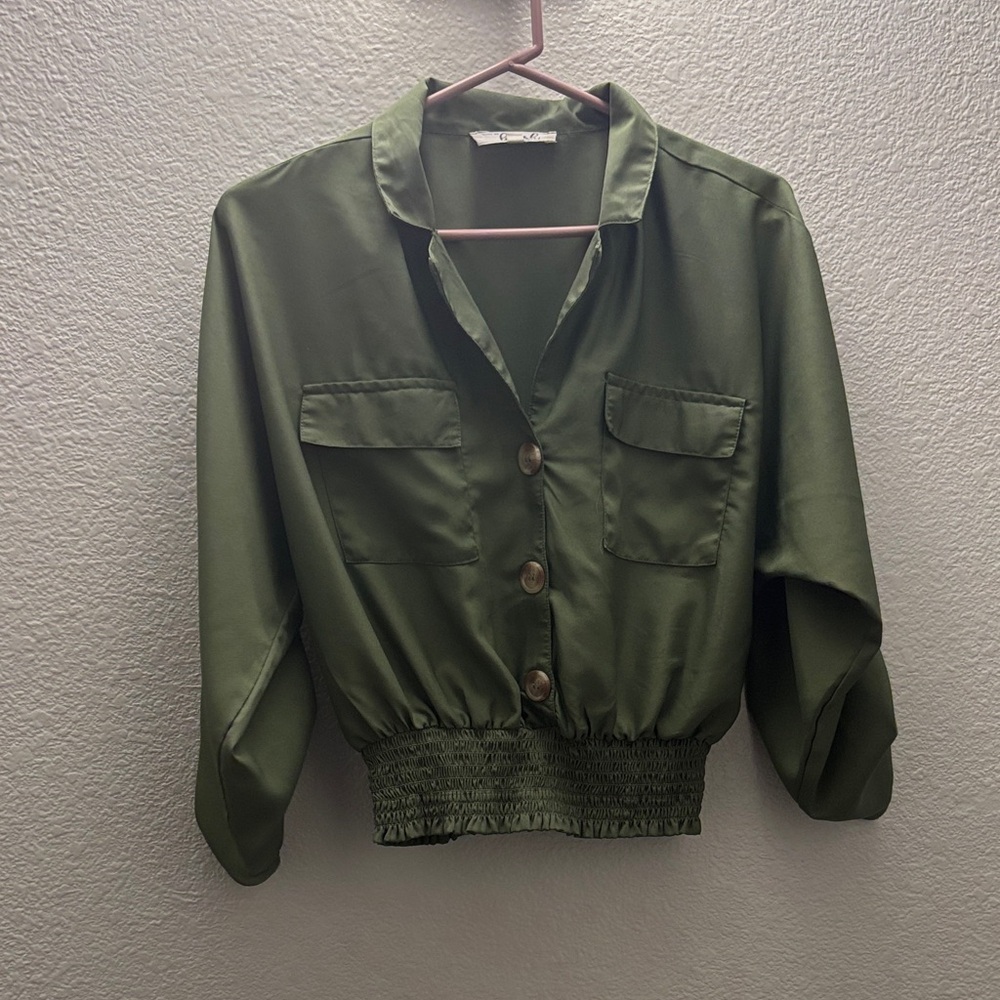 Blush Olive Green Utility Jacket
